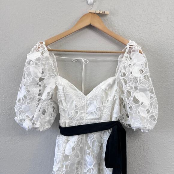 ANTHROPOLOGIE FOR LOVE AND LEMONS WHITE EMBROIDERED LACE MIDI DRESS Small - Picture 7 of 16